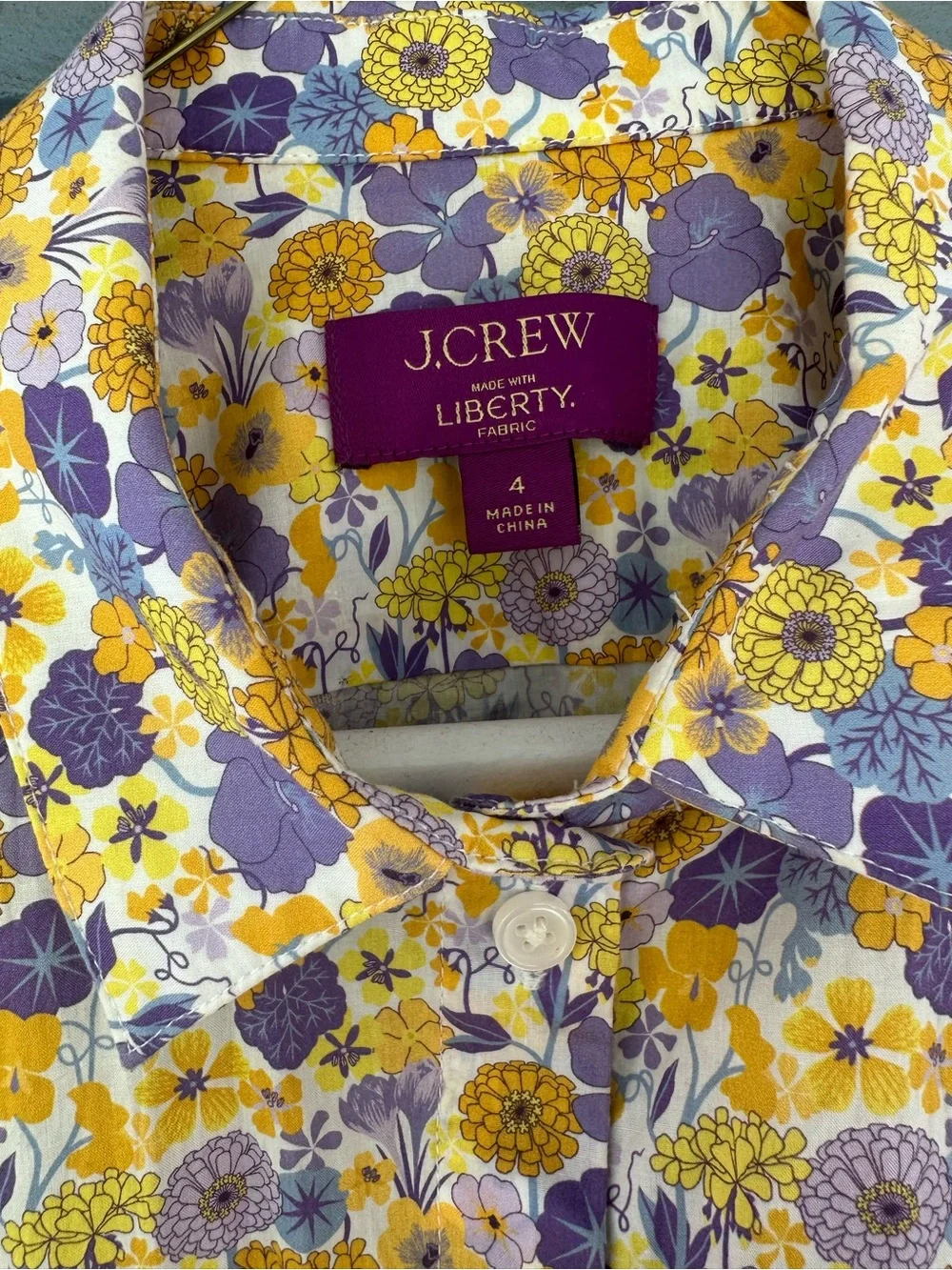 J. Crew Liberty Garçon Cropped Shirt in Arrow Print S